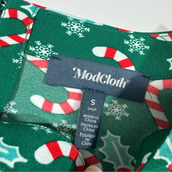 New ModCloth Delightful Demeanor Short Sleeve Blouse Candy cane - Picture 6 of 8